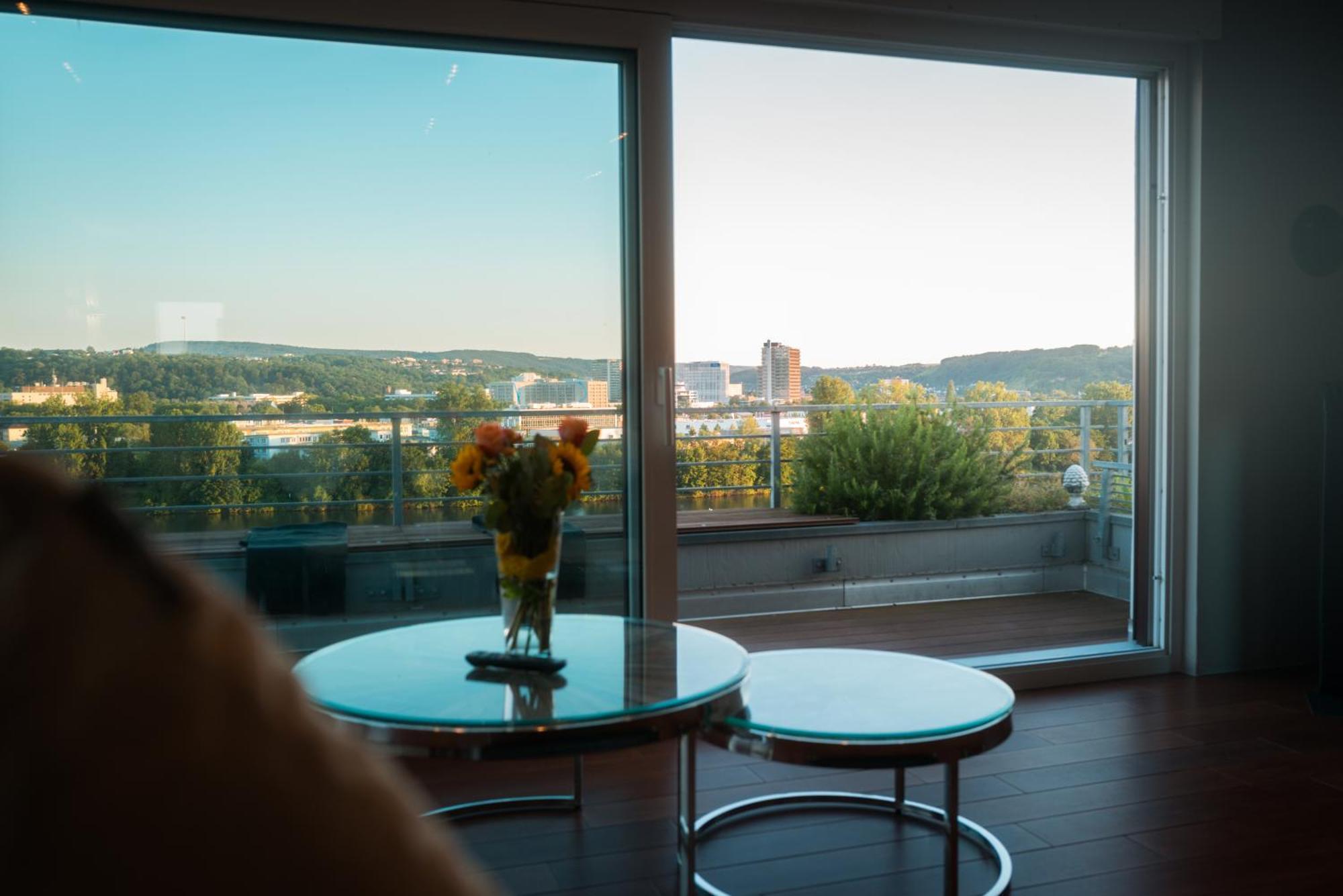 קובלנץ Penthouse Wohnung Mit Schoenem Moselblick In Metternich מראה חיצוני תמונה